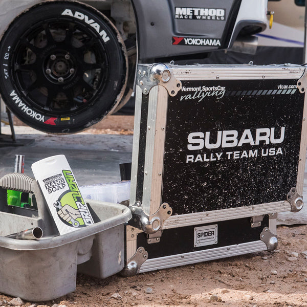 Vermont Sports Car owns and operates Subaru Rally Team USA. They love Grip Clean Hand Soap at their professional race shop, as well as our smaller bottles for on the road racing.