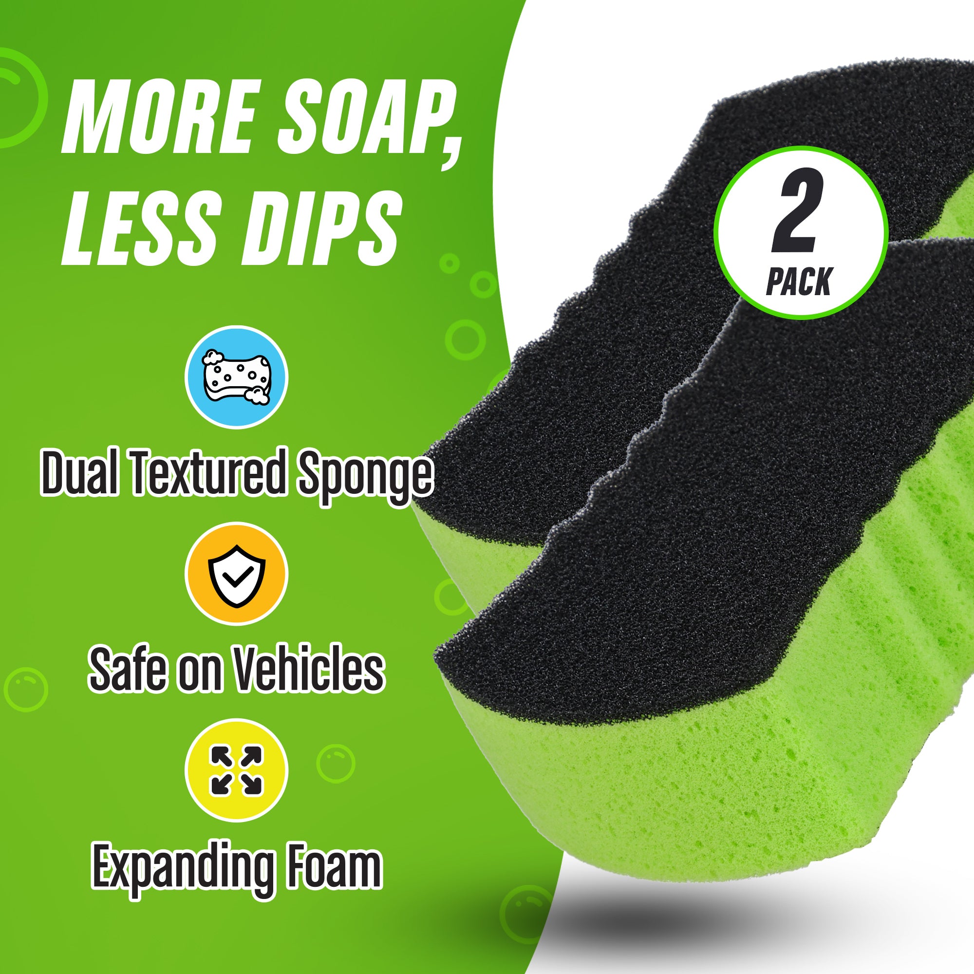 2-Pack Ultra Scrub Car Wash Sponge 