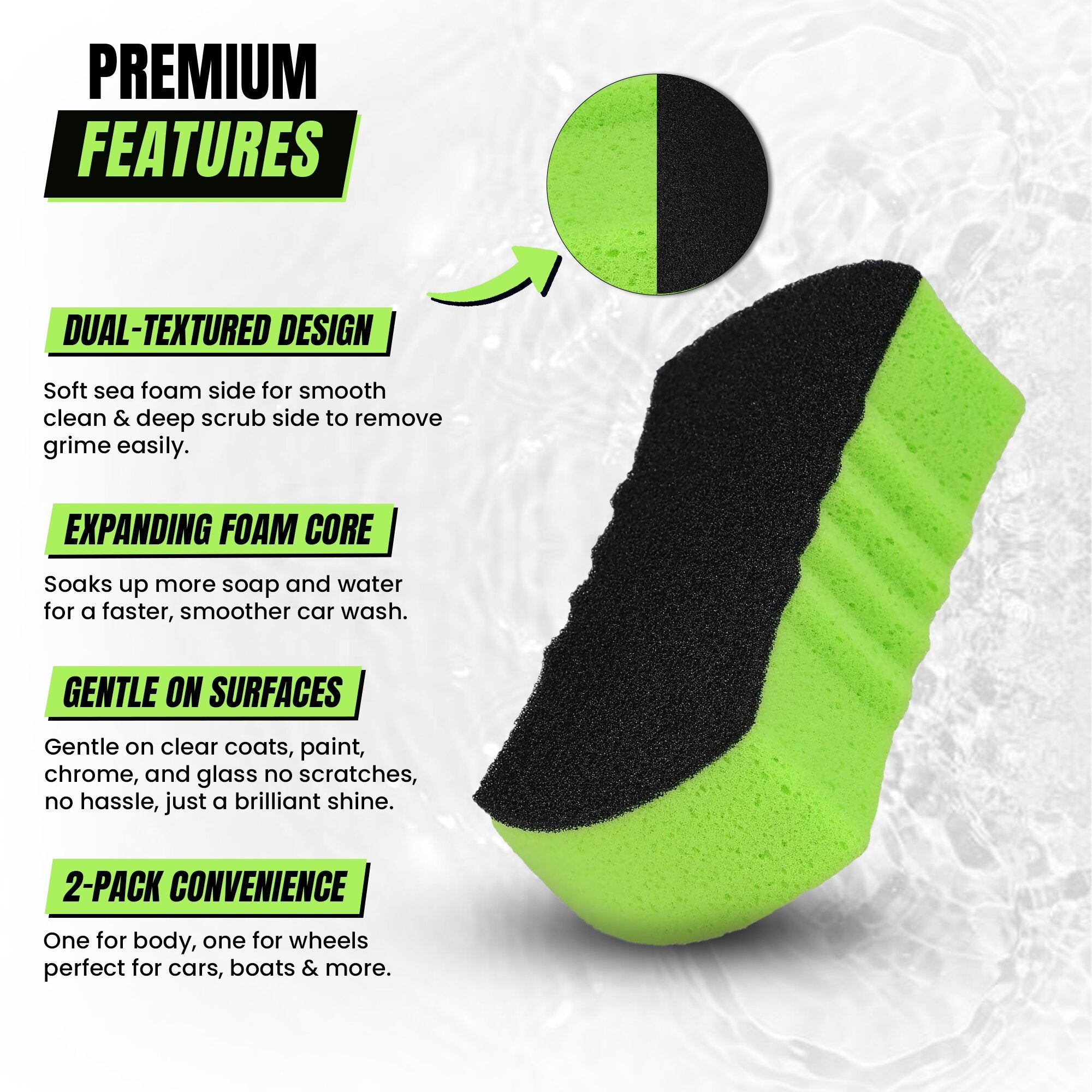 2-Pack Ultra Scrub Car Wash Sponge 