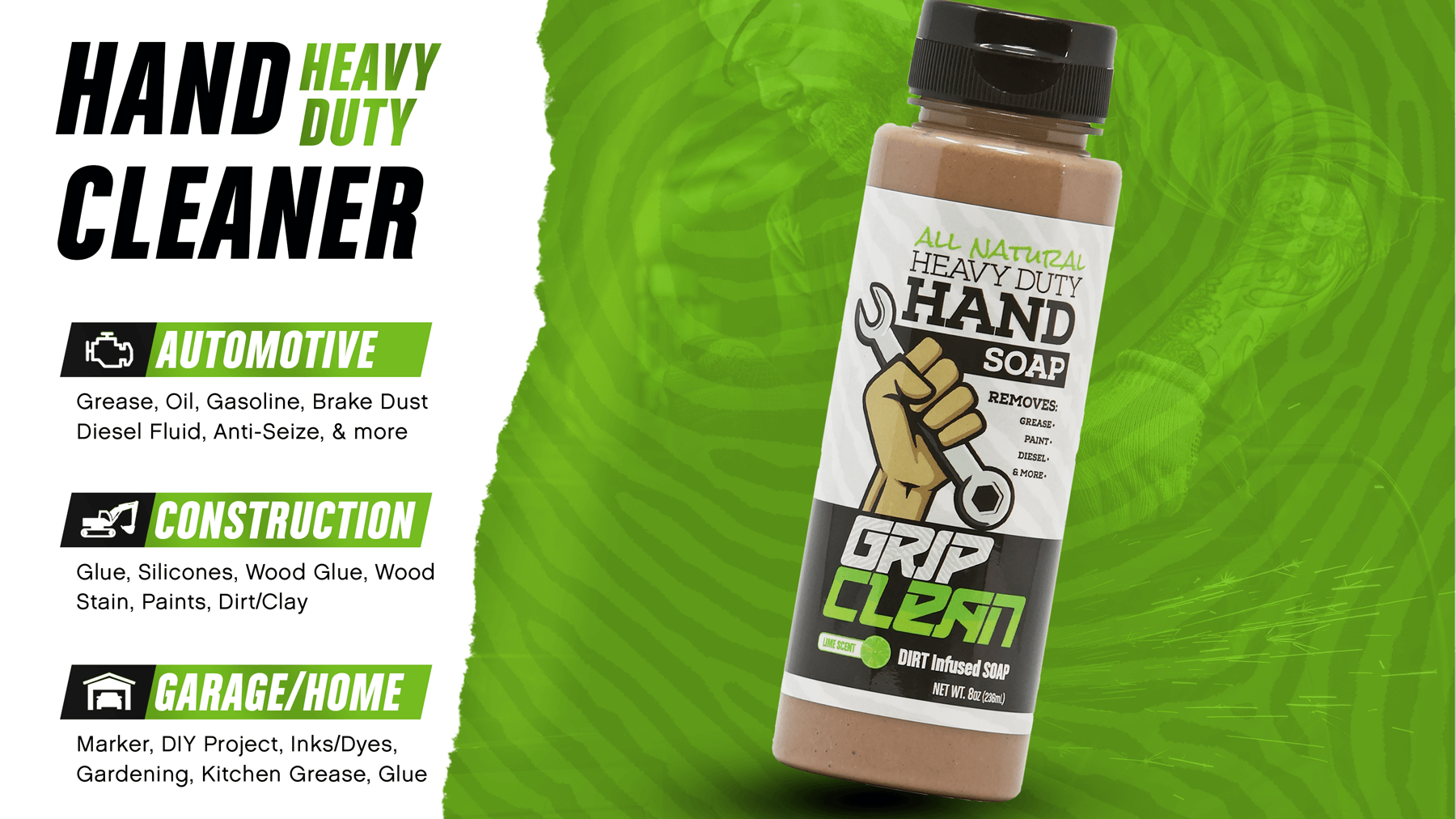 Grip Clean, Heavy Duty Hand Cleaner for Auto Mechanics & Industrial Work