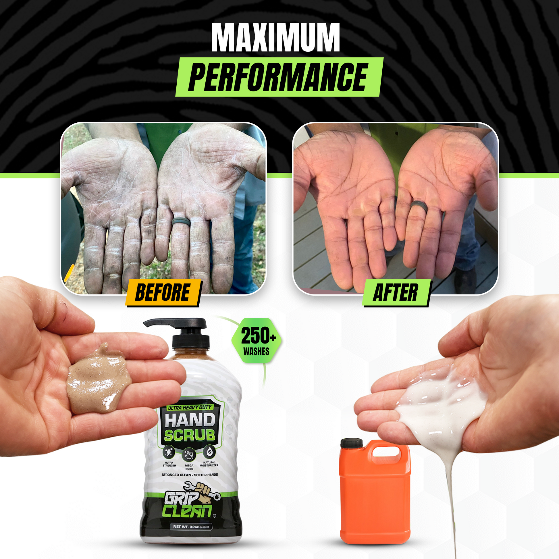 Hands washing before and after grease and grime hand cleaner 32oz