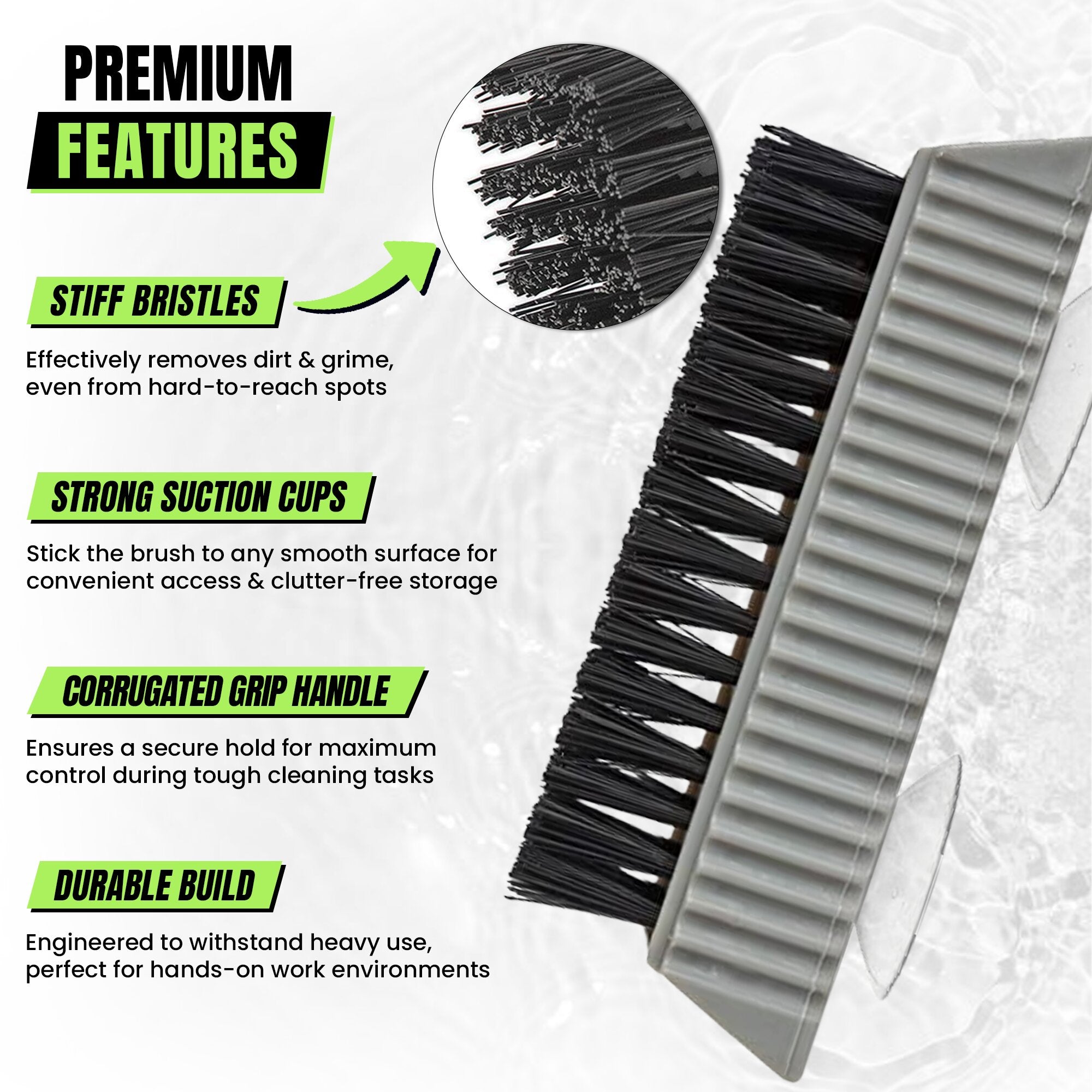 Heavy Duty Fingernail Brush with Suction 