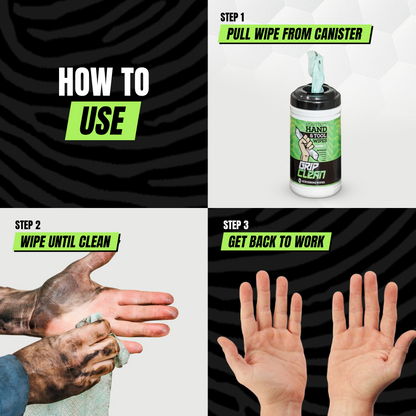 Heavy_duty_cleaning_wipe_pulled_from_container_waterless_hand_wipes_30ct