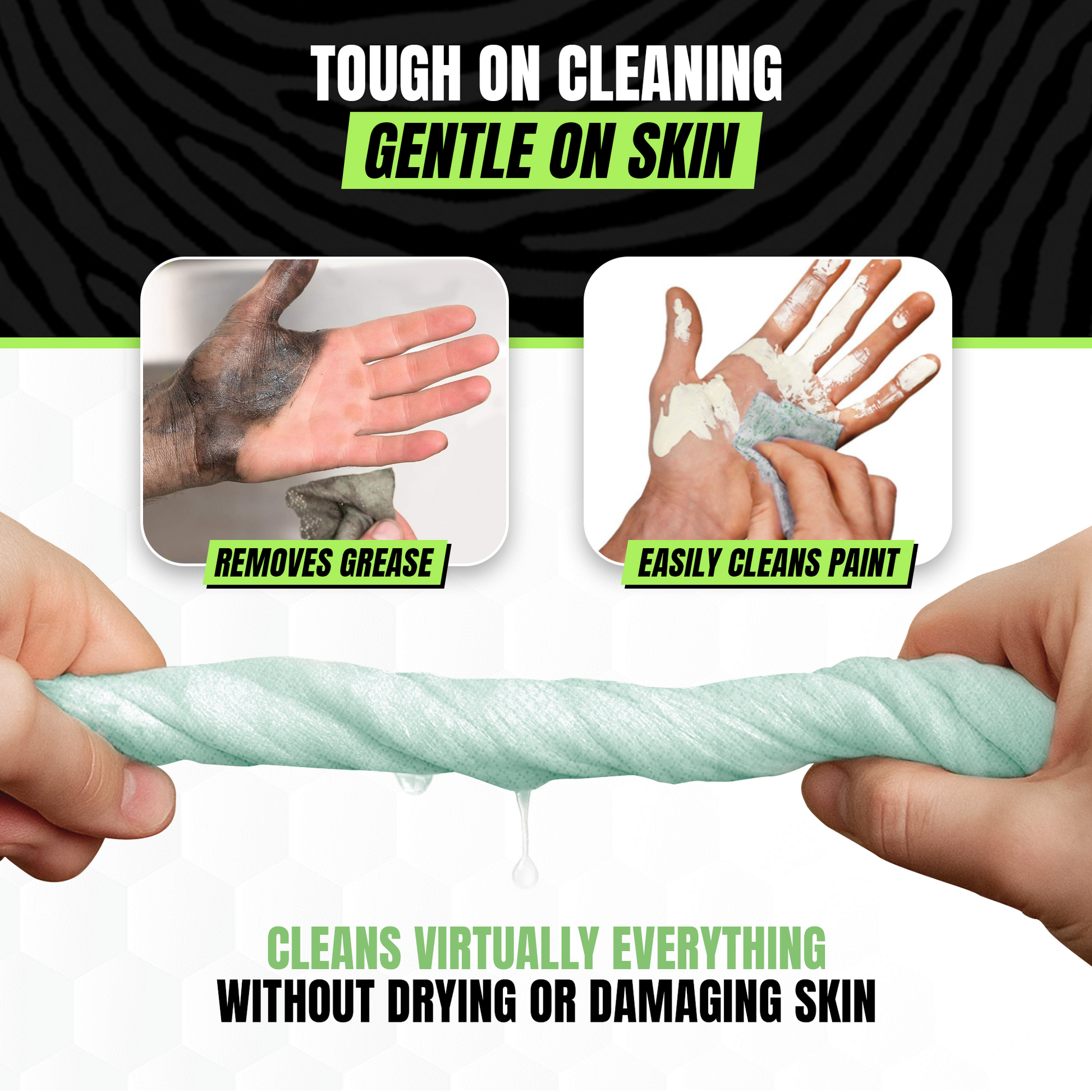 Heavy duty cleaning wipes with citrus scent and moisturizers