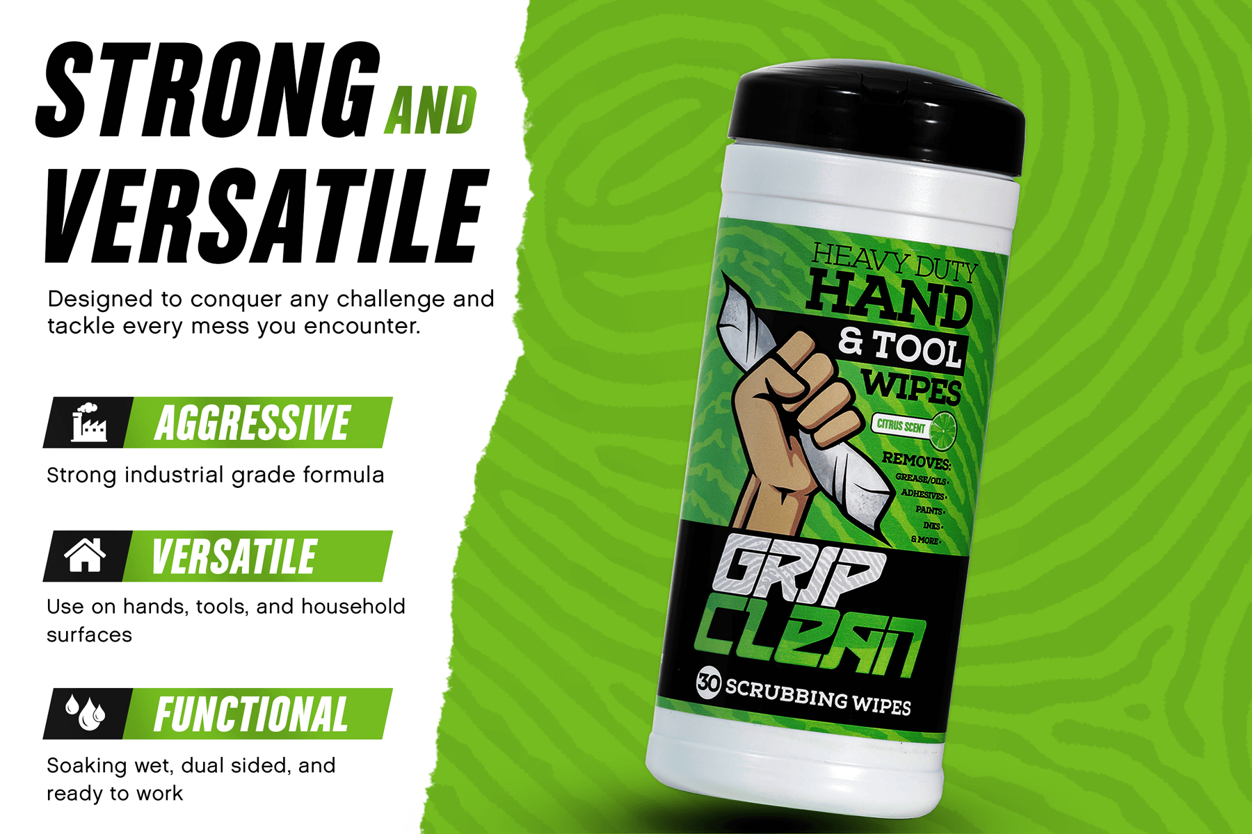 Grip Clean Hand & Tool Wipes